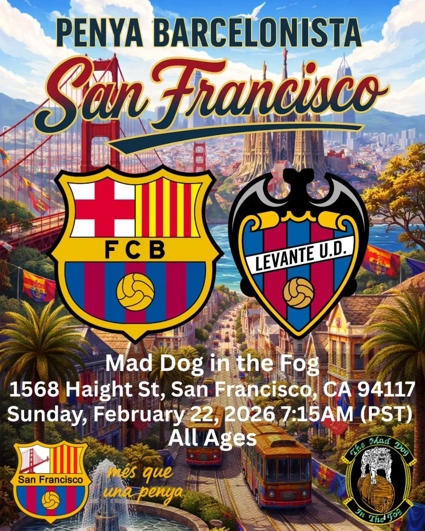 Bay Area Cul&eacute;s, 🔵🔴 🌉

La Liga action continues as FC Barcelona takes on Levante. Pedri 🙌 back in action, back to winning ways Cul&eacute;s!! For&ccedil;a Bar&ccedil;a 🔵🔴🔵🔴

Every match counts. Every point matters. Let&rsquo;s show up, 