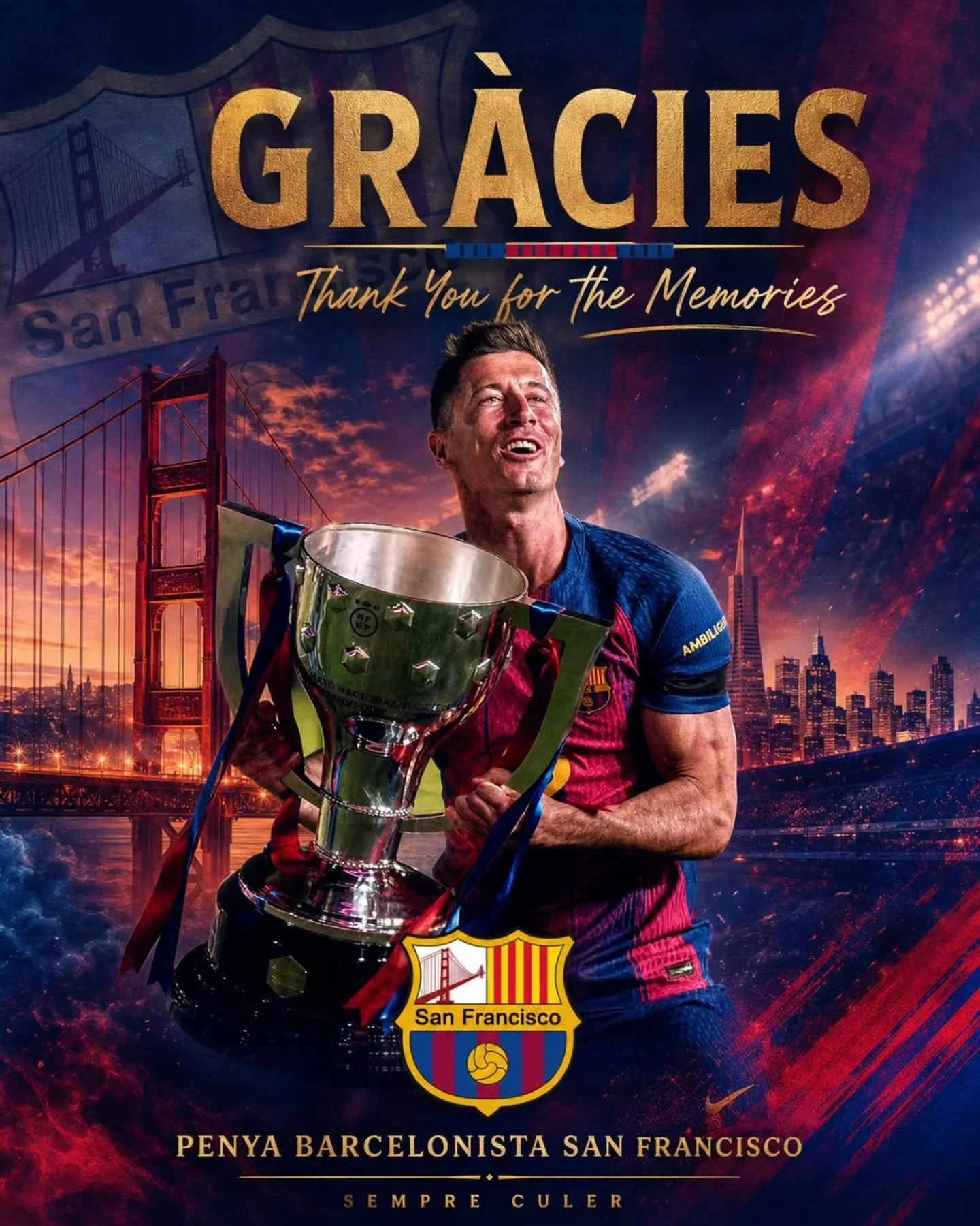 From Penya Barcelonista San Francisco, we would love to say gr&agrave;cies, @_rl9 
🌉💙❤️

You came to FC Barcelona for the love of the club. You arrived in a difficult moment, when Bar&ccedil;a needed belief, leadership, and a champion&rsquo;s menta