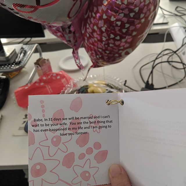 When your soon-to-be wife sends you choc covered strawberries to work to celebrate one month left of being feyonce and one month before wifedom #lovelife #wifematerial