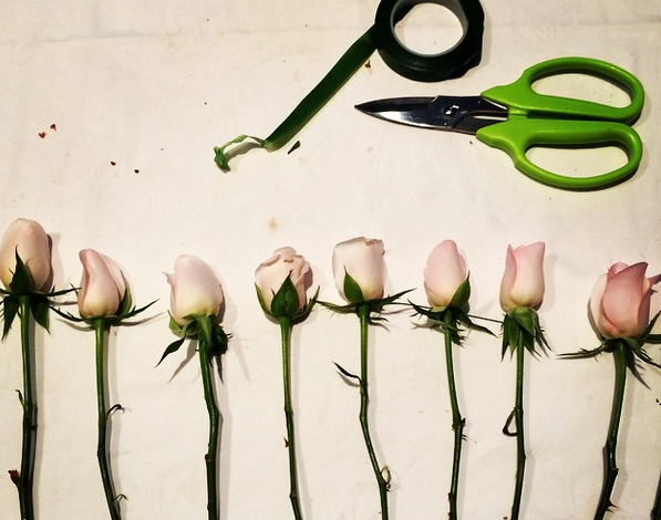 Flower crown prep in the studio.