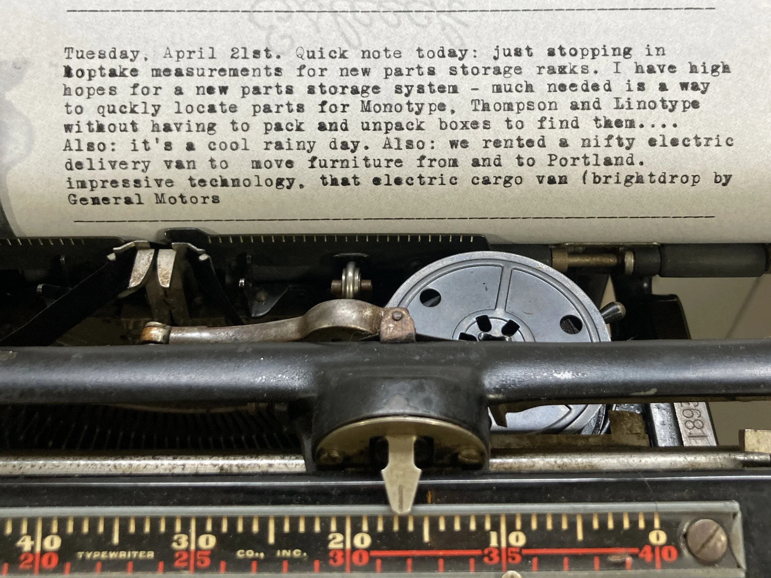 photo of a typewritten page still in typewriter