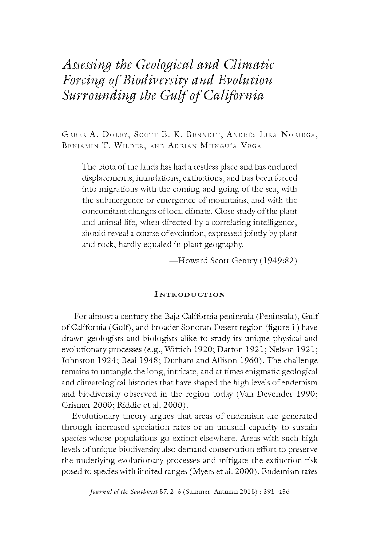 Dolby etal_Assessing the Geological and Climatic Forcing of Biodiversity and Evolution Surrounding the Gulf of California_JSW_2015.png
