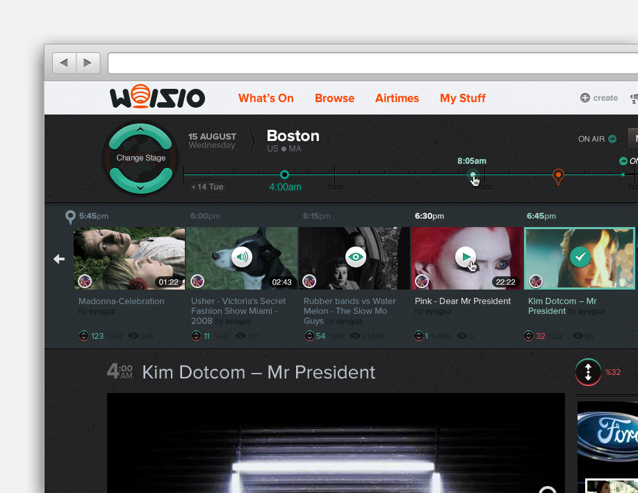 Audience watch freshly aired content at the same time, just like in appointment TV. Catch-up mode allows users to go back on a timeline.
