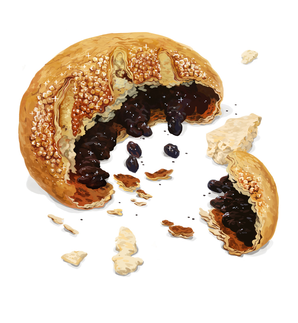 Northern Heroes: Eccles Cake. Currants in flaky pastry covered in sugar