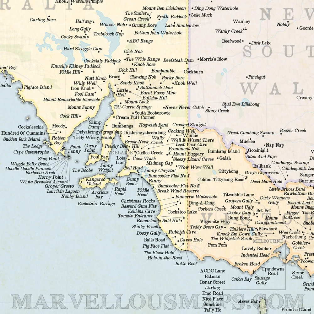 St G S Marvellous Map Of Actual Australian Place Names St G S Marvellous Maps