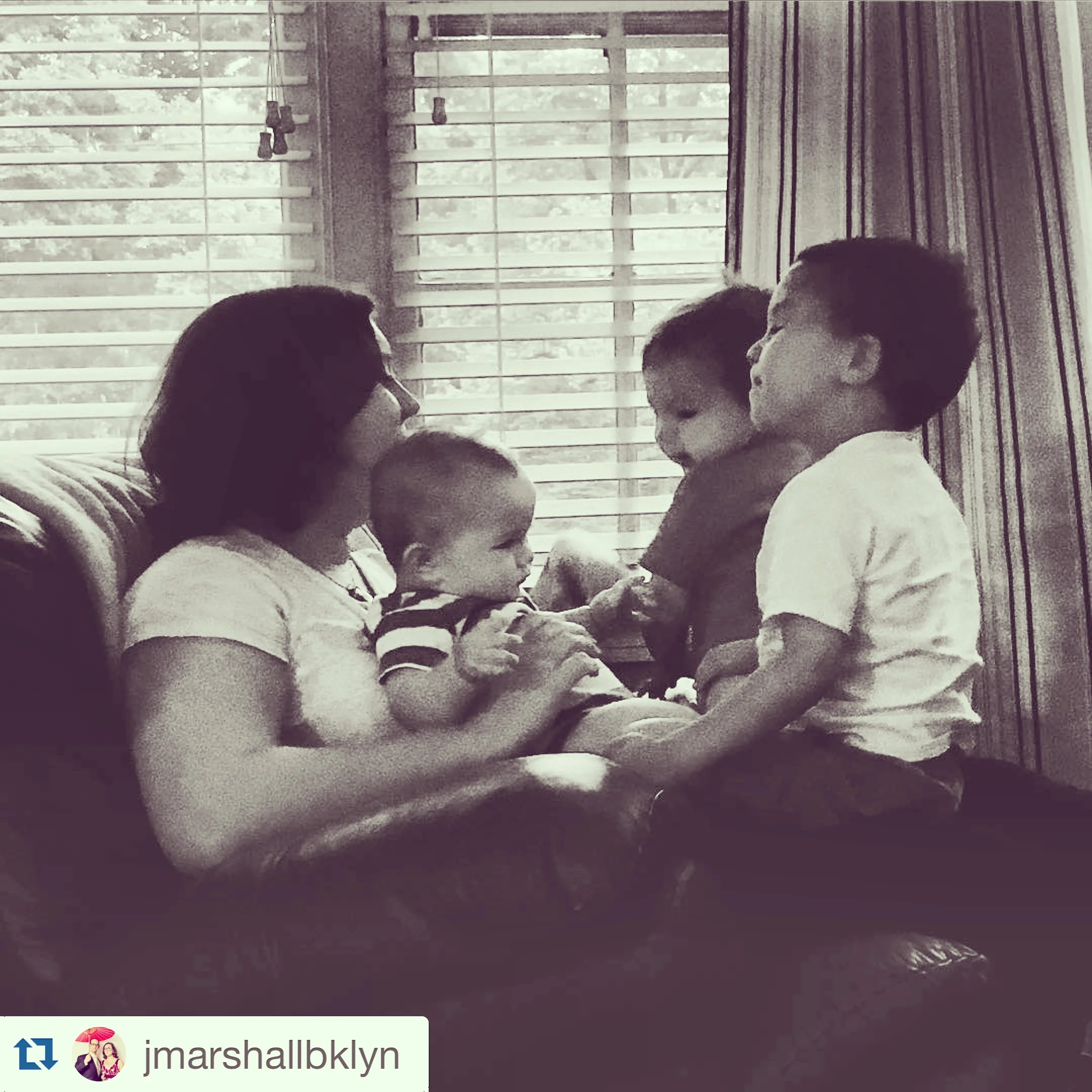 Justin took this picture of me with nephews #3, #4, and #5 piled on my lap! All the snuggles. *heart-eyes*