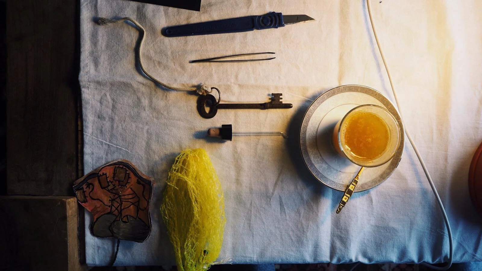 Shot of our Zoom theatre props table for 1001 Nights and Other Stories for BPP University