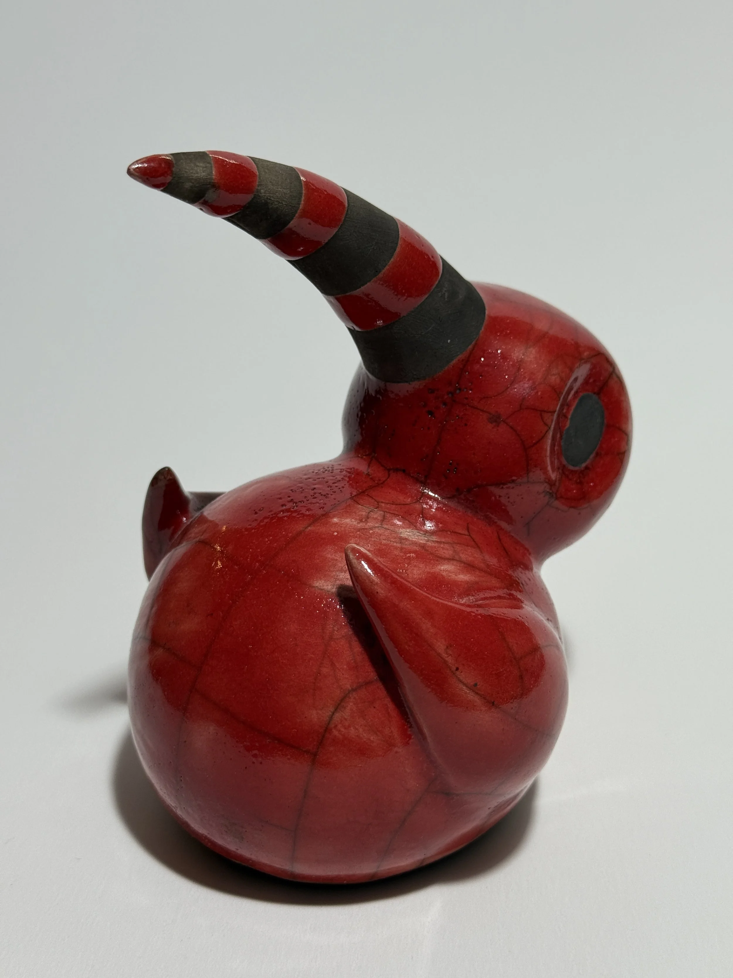Ceramic Bird Raku Red