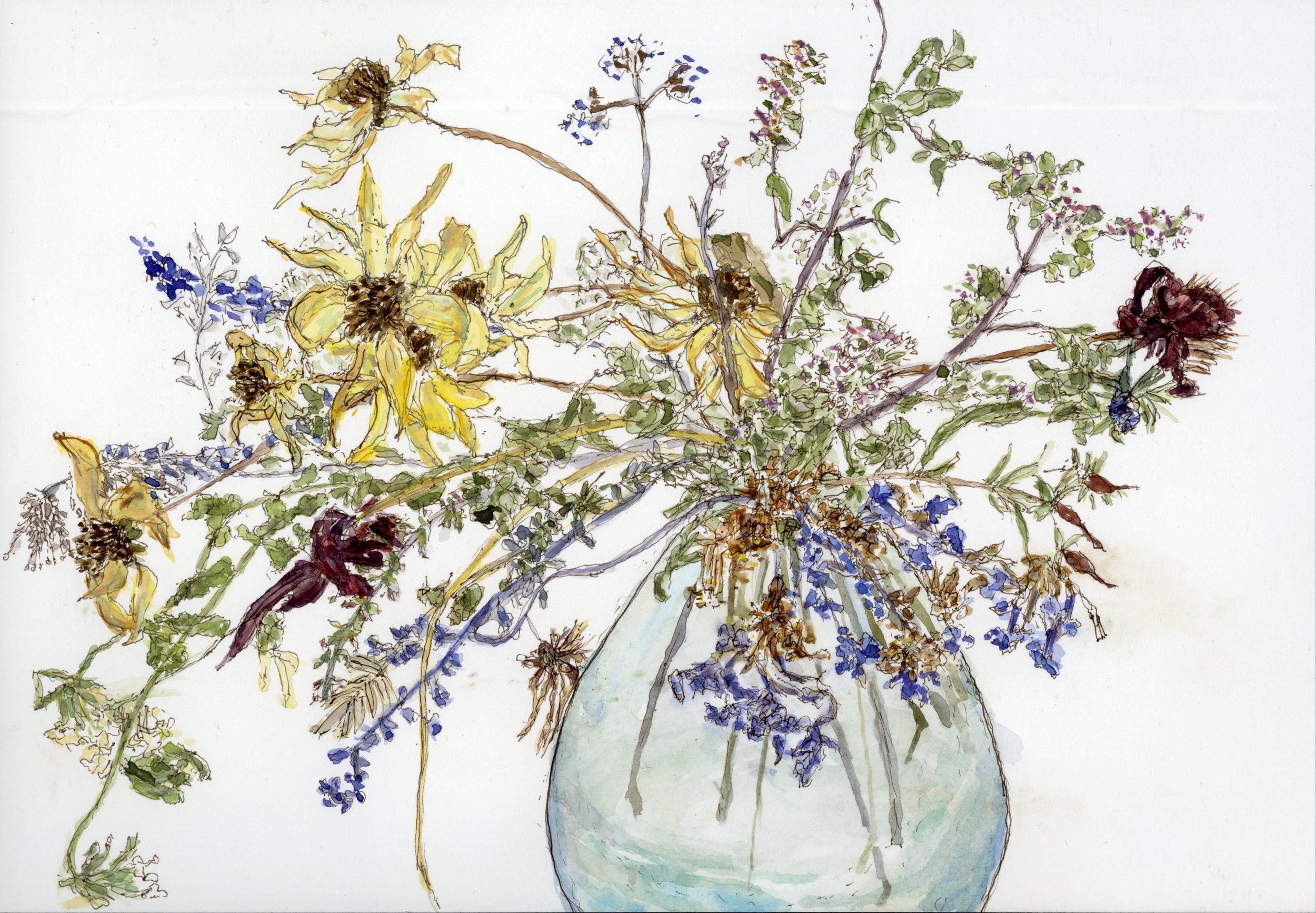 Dying Flowers:Bouquet in Glass Vase