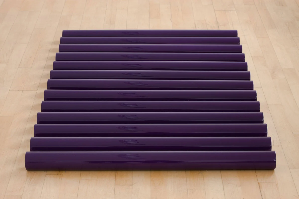 Violet2008Plastic, carpaint13 pipes on floor, each pipe 7cm x 93 cm