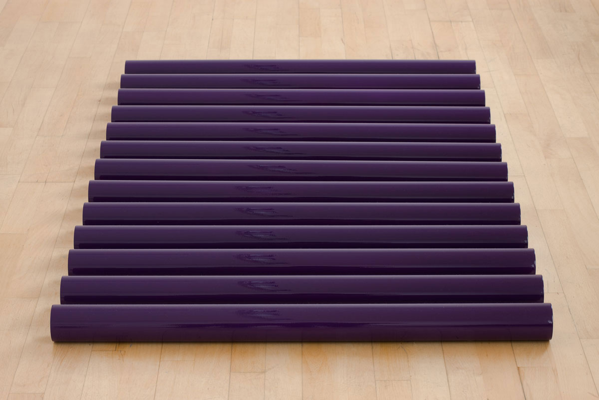 Violet 2008 Plastic, carpaint 13 pipes on floor, each pipe 7cm x 93 cm
