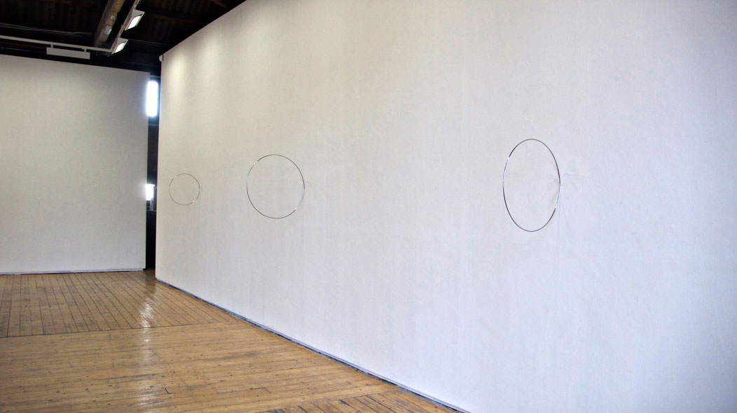 Hoops 2009 Stainless Steel Dimensions variable installation view Green on Red Gallery, Dublin, 2009