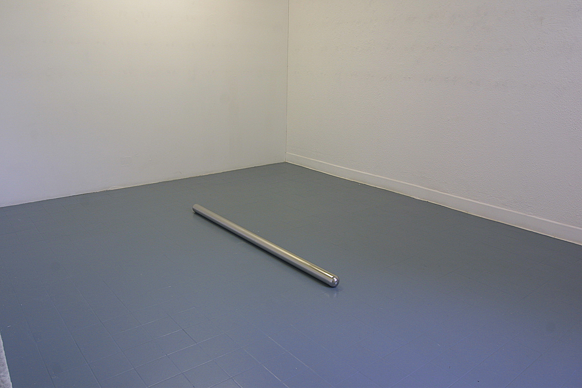 Lay 2003 stainless steel 163 x 8 cm instal lation view Butler Gallery, Kilkenny, Ireland, 2003