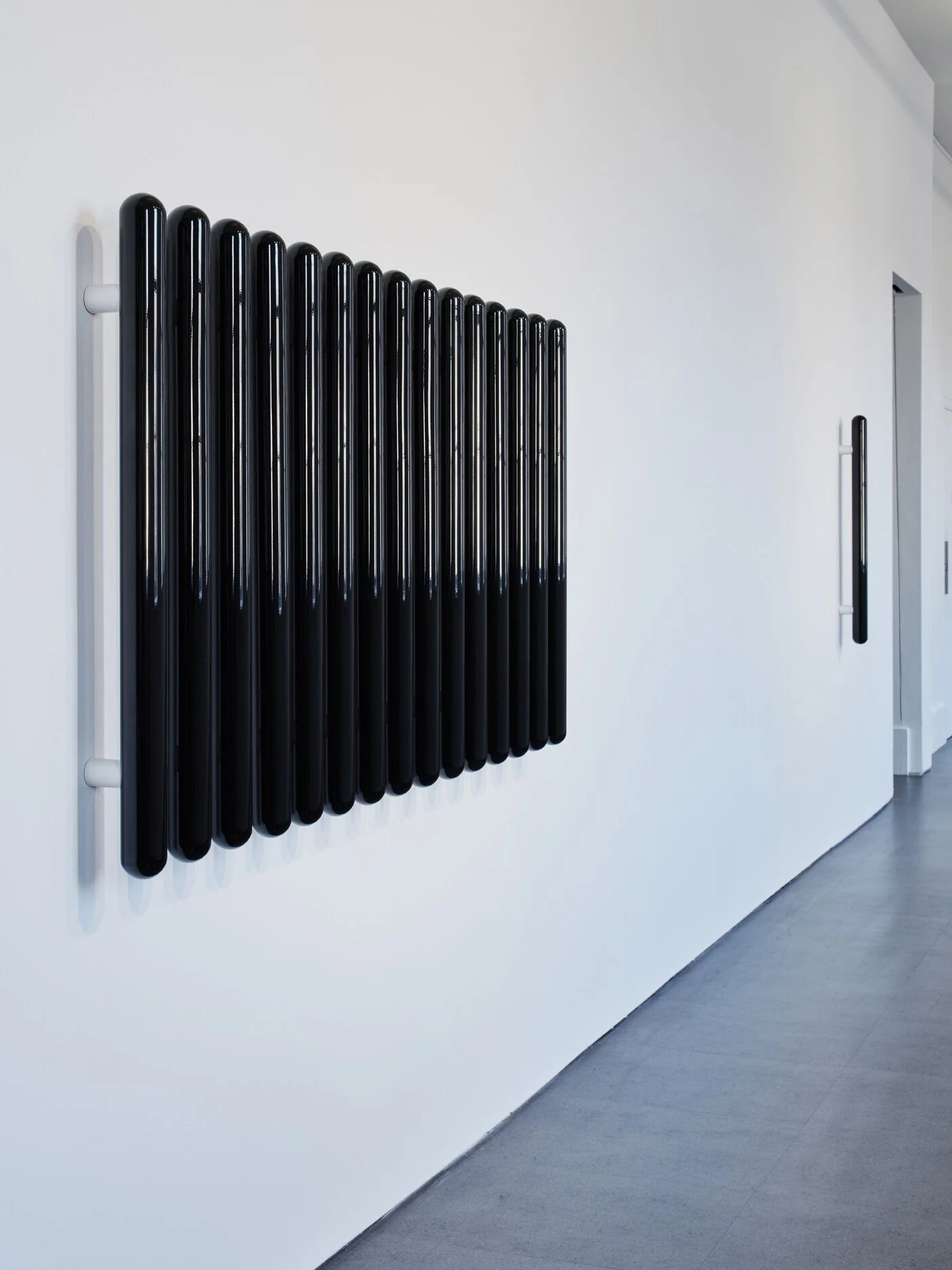 Screw Protuding Tubes (2018) and Nero Profondo (2018)Installation view Fergus Martin Then and Now, Irish Museum of Modern Art, 2019