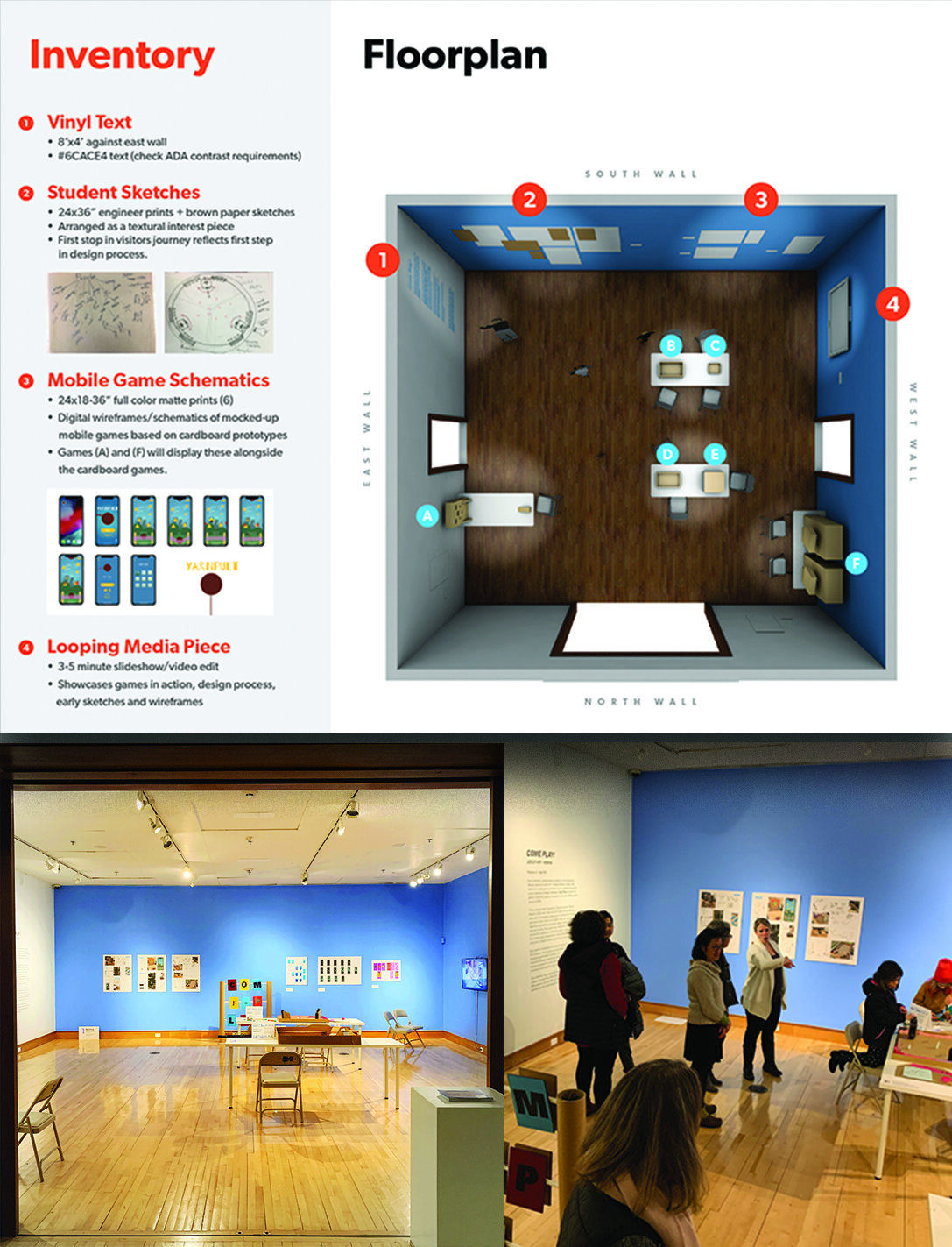  Schematics and proposed design for  Gallery 344’s  Come Play!  exhibit in Cambridge, MA .  