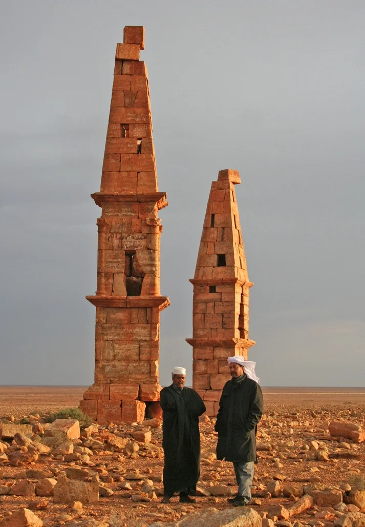 Obelisk-tombs in the Punic tradition in Tripolitania (probably 1st or 2nd century AD).