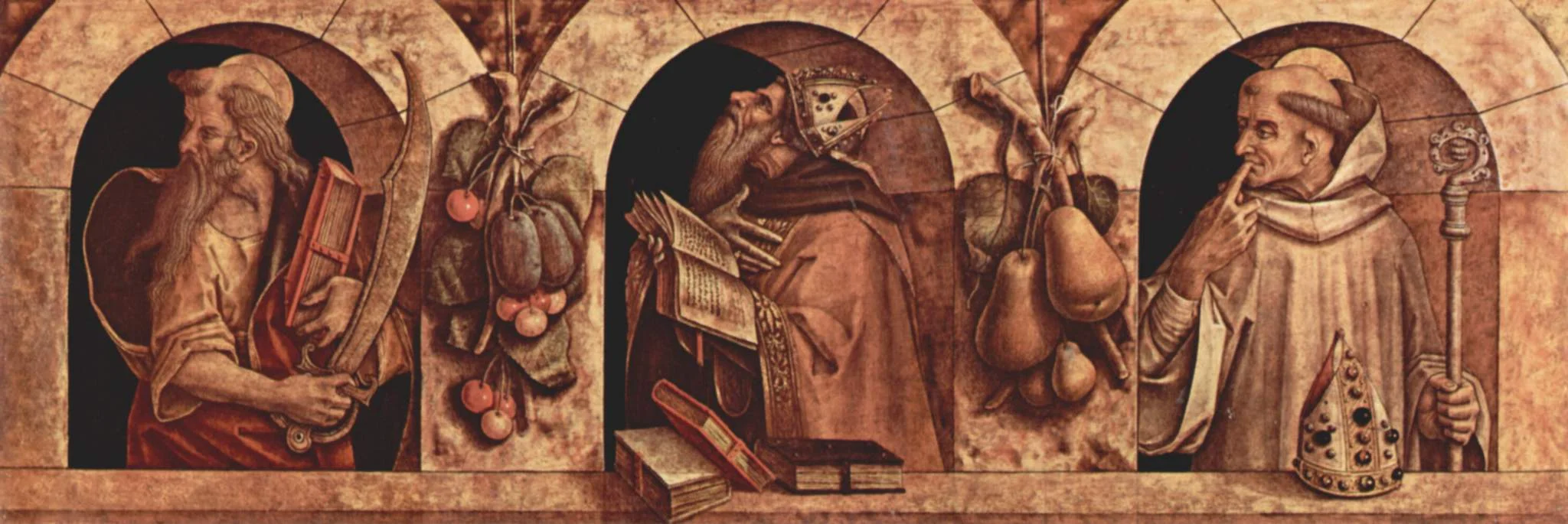 St. Paul, St. Chrysostom, and St. Basil. Carlo Crivelli, 1493.