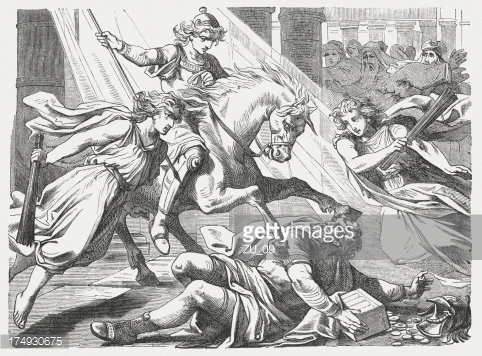Heliodorus being struck down