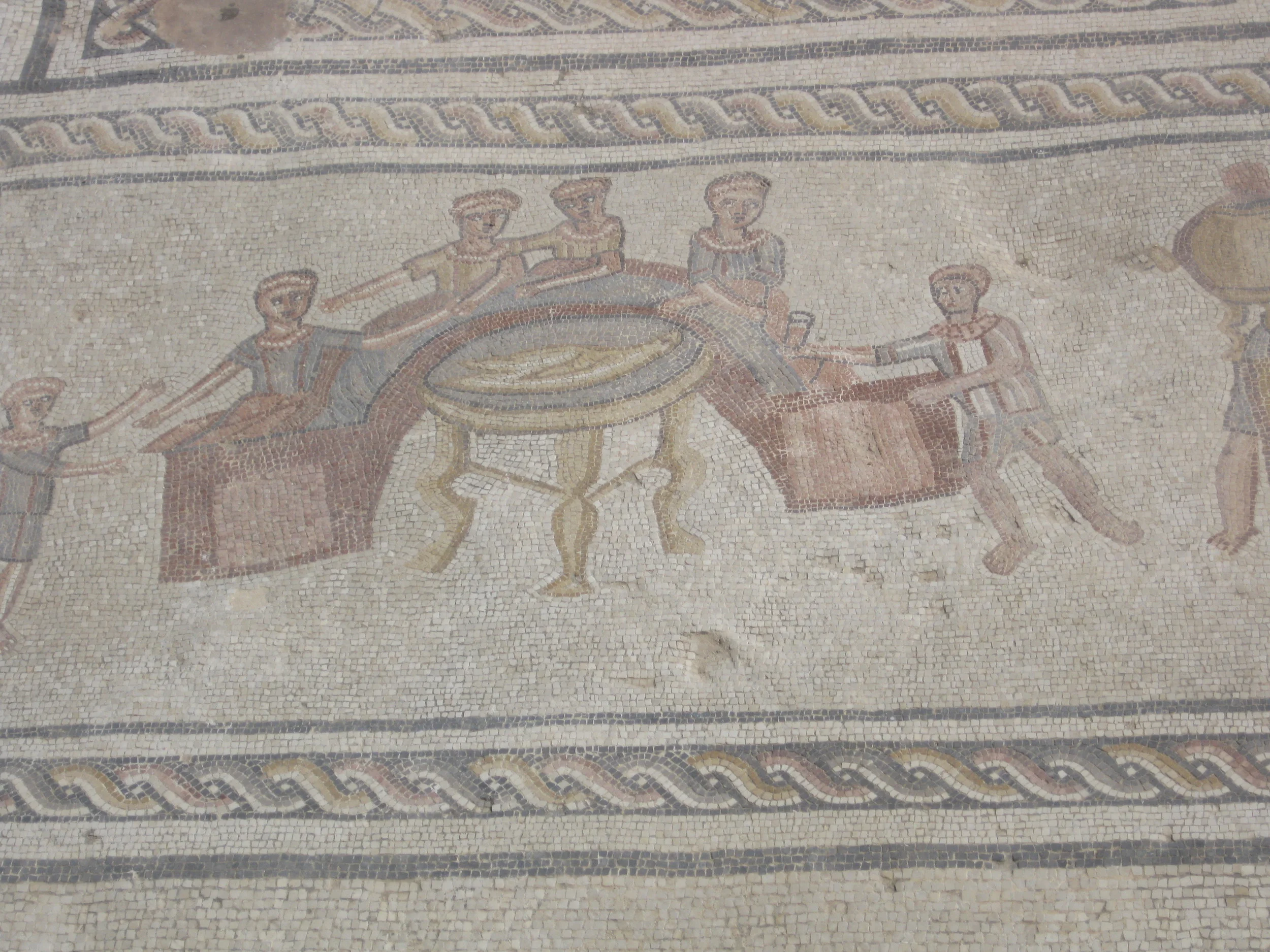 By Ovedc --Stibadium dining in a late antique mosaic from the city of Sepphoris