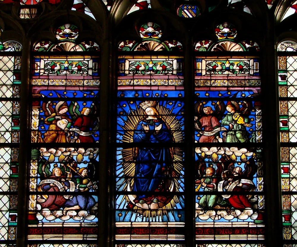 The Virgin at the Apocalypse | Troyes Cathedral, window built 1524 | Image source
