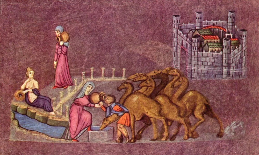 Rebecca at the Well | Vienna Genesis (Vienna, Österreichische Nationalbibliothek, cod. theol. gr. 31) | Image source