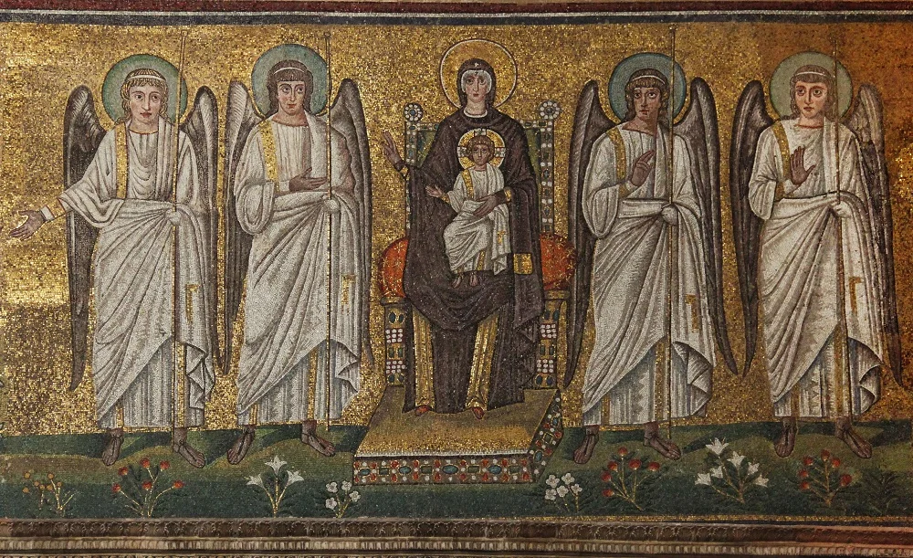Mosaic of Mary and Angelic Court | Basilica of Sant'Apollinare Nuovo, Ravenna | Image Source