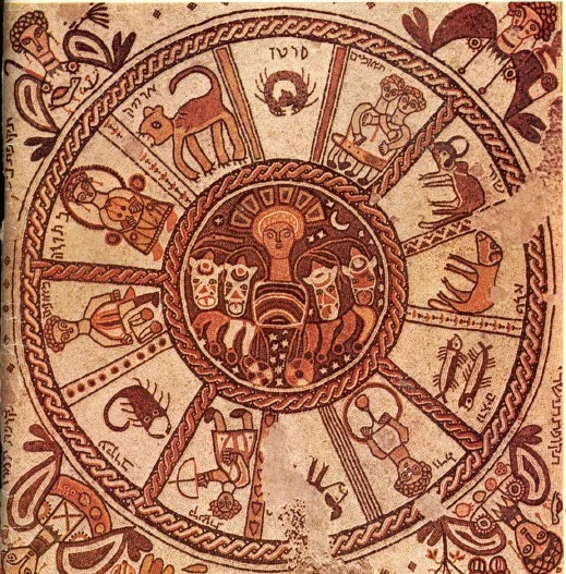Zodiac mosaic at the Beit Alpha synagogue. 