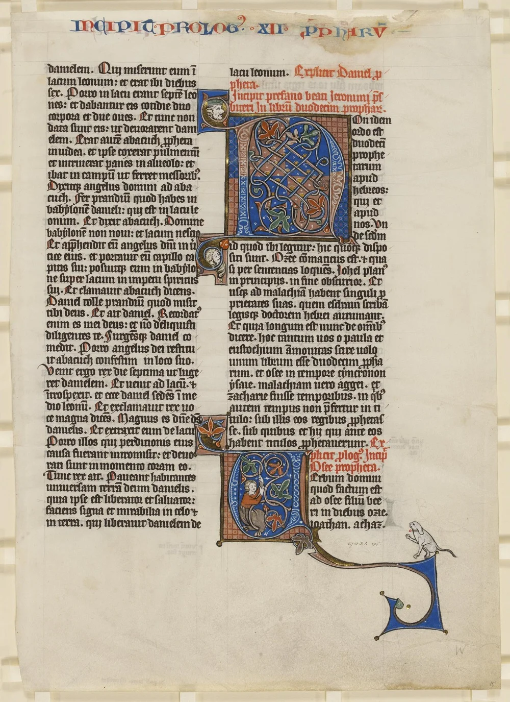 Illuminated leaf from the Book of Hosea | From a Bible made for the Teutonic Knights at Nieuwe Biesen, ca. 1300 | Image Source 