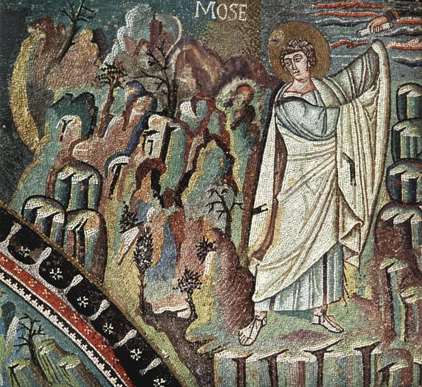 “Moses receiving the law” in the Basilica of San Vitale is a church in Ravenna, Italy,