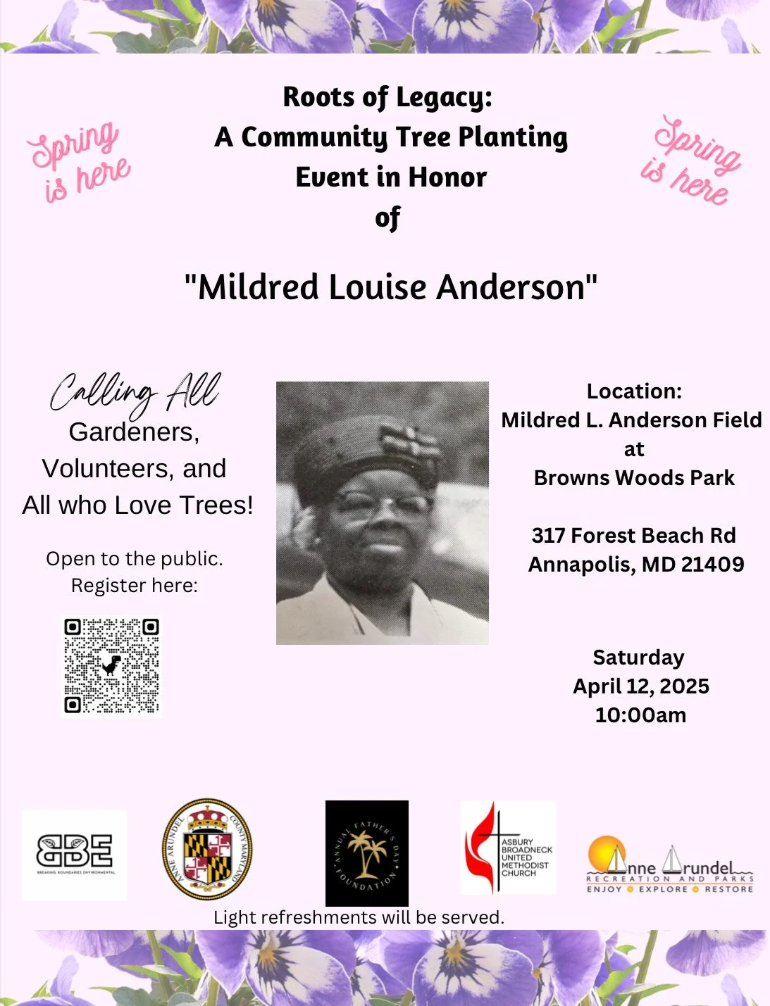 Roots of Legacy: A Community Tree Planting Event Honoring Mildred Louise Anderson