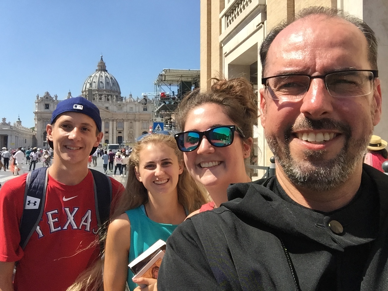 Abbot james with benedictine college students in rome
