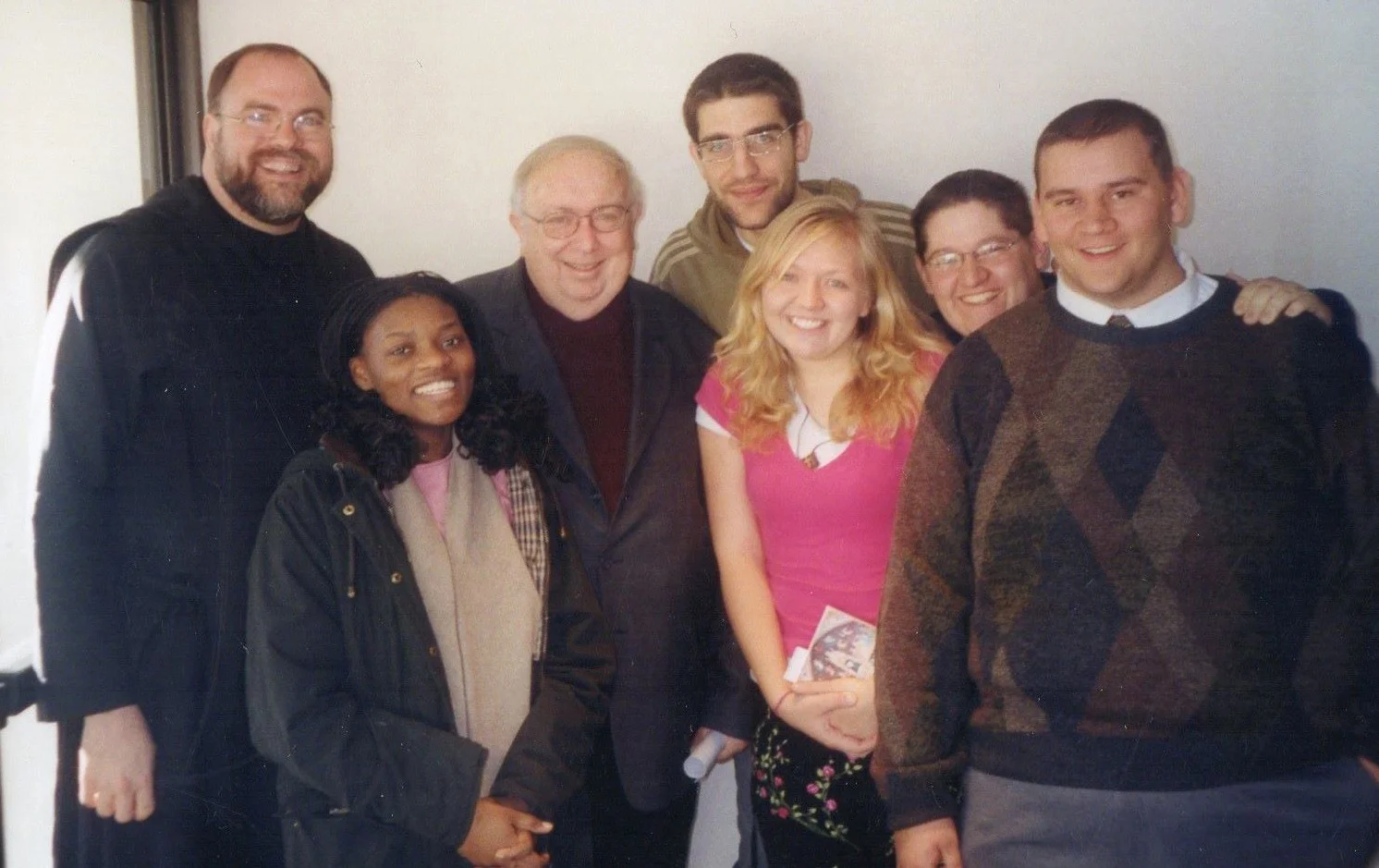 Fr. Meinrad and Benedictine College students with Msgr. Lorenzo Albacete