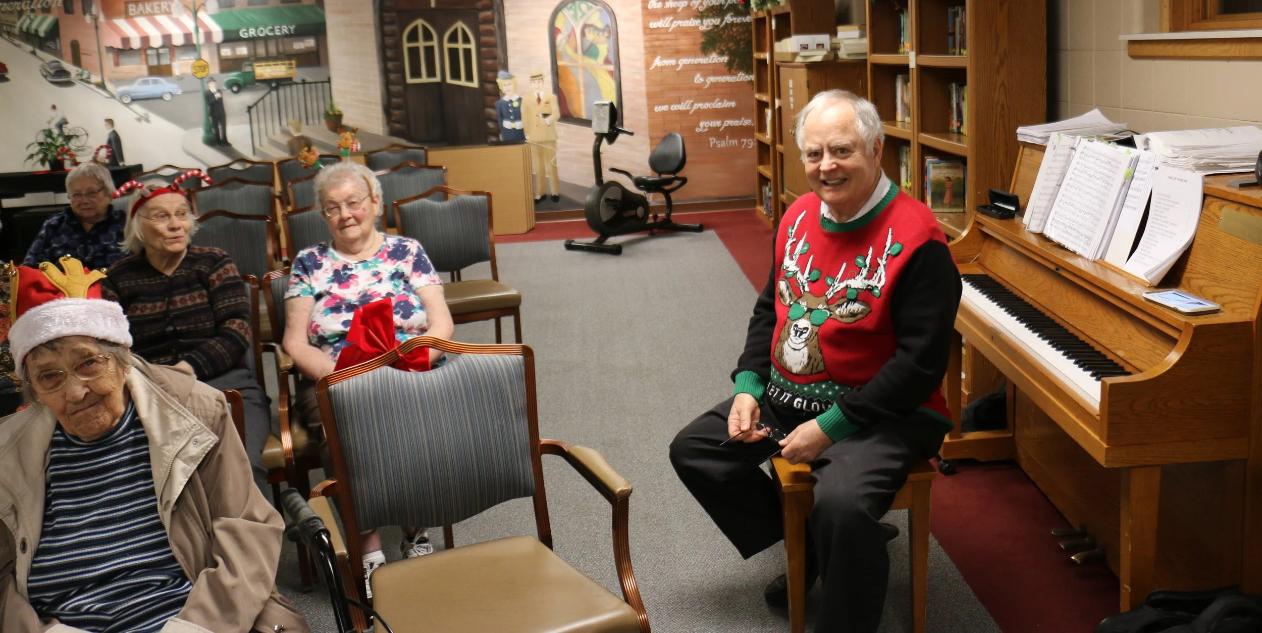 Steve Hamer played piano while everyone sang carols.