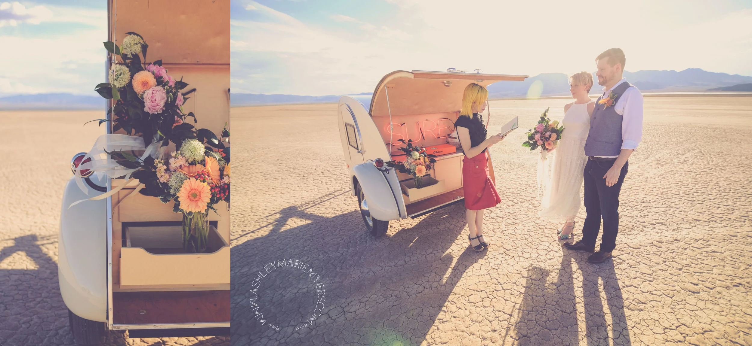 Las Vegas Desert wedding with Flora Pop Dry Lake Bed Wedding, 