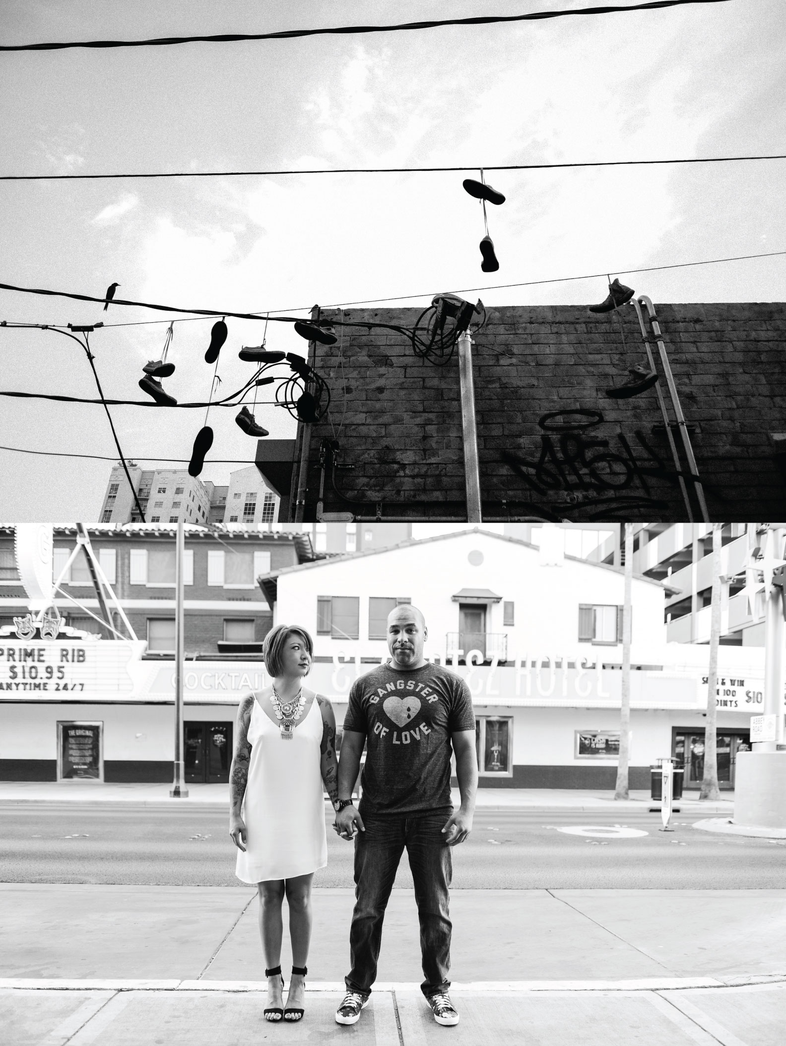 downtown engagement, rock'n roll bride, engagement session, photo shoot engagement, rock'n engagement, fun engagement session, 