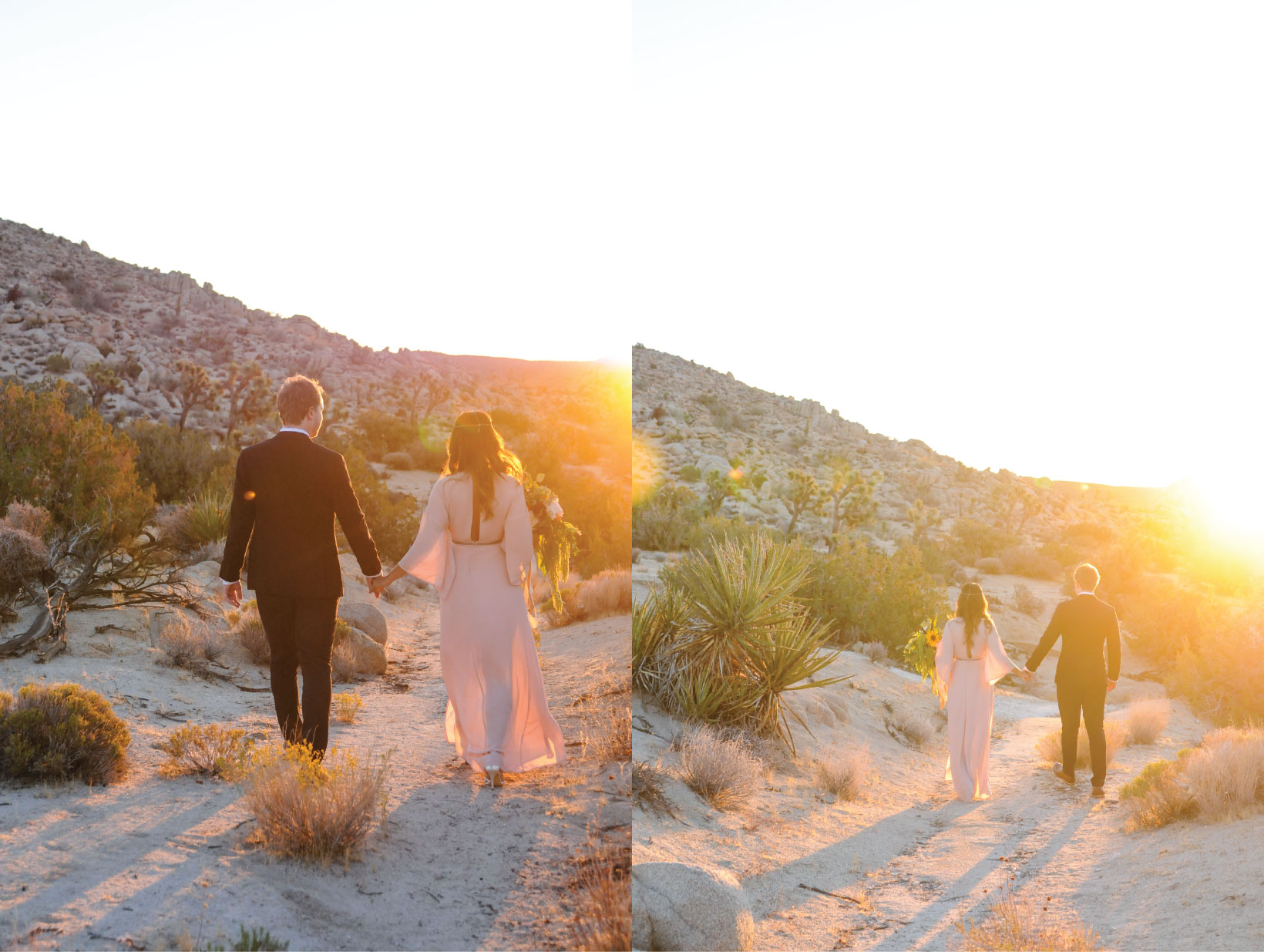 Joshua Tree Elopement, Joshua Tree Wedding, Joshua Tree, CA, Pink Wedding Dress, sunrise wedding, sunrise elopement, Flora Pop Elopement