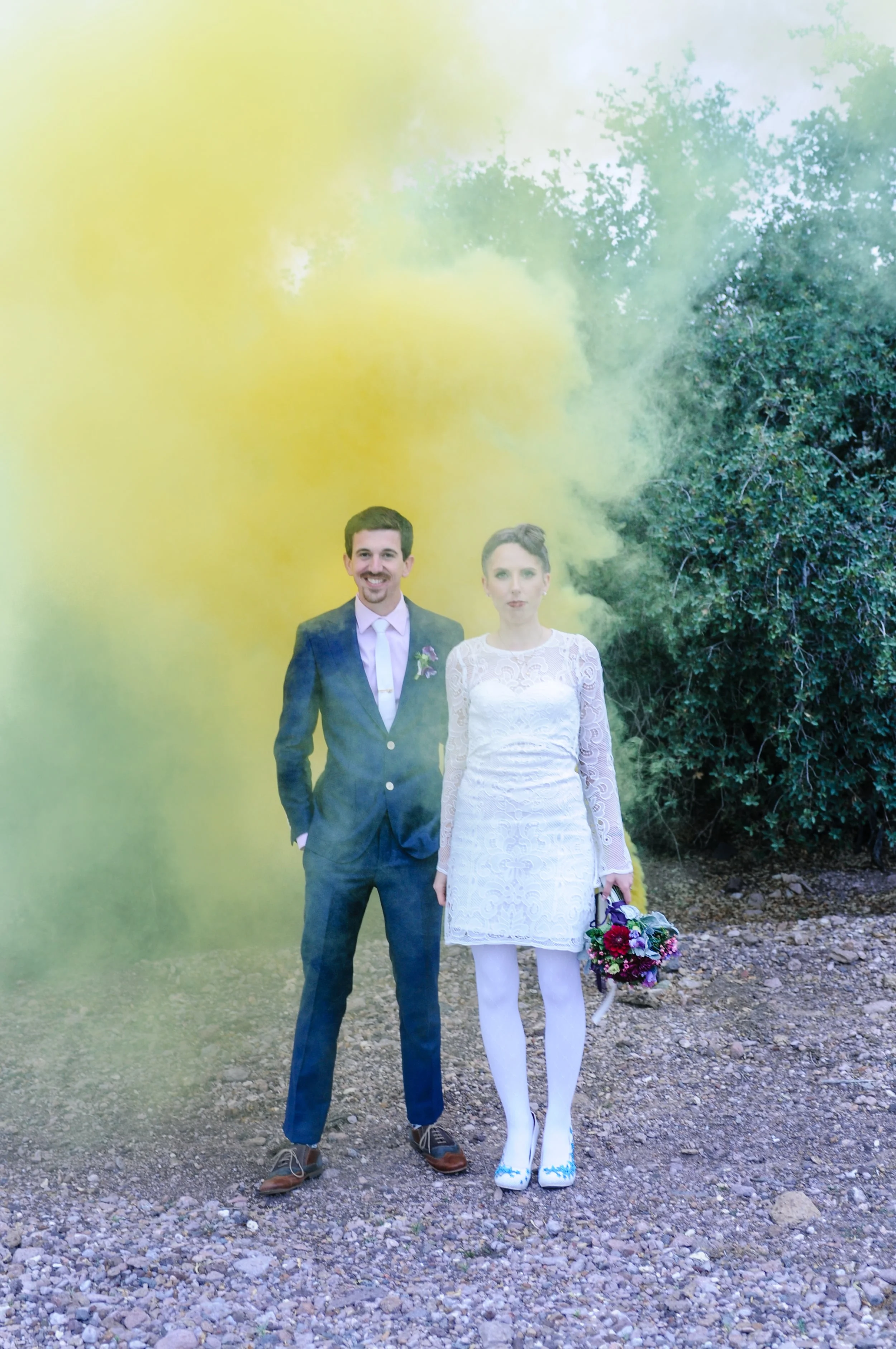 pop up wedding, flora pop wedding, elopement, las vegas elopement, desert elopement, smoke bomb wedding