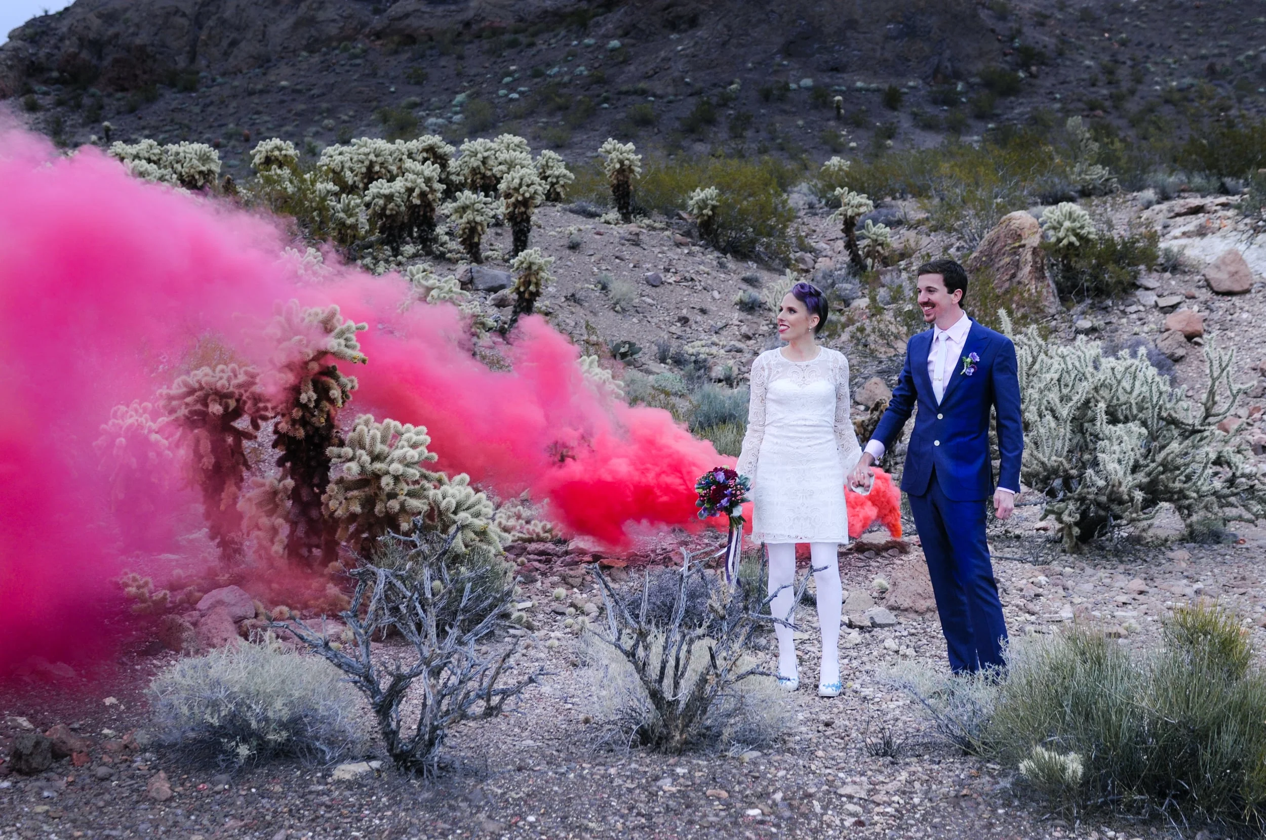 Smoke Bomb Desert Elopement 