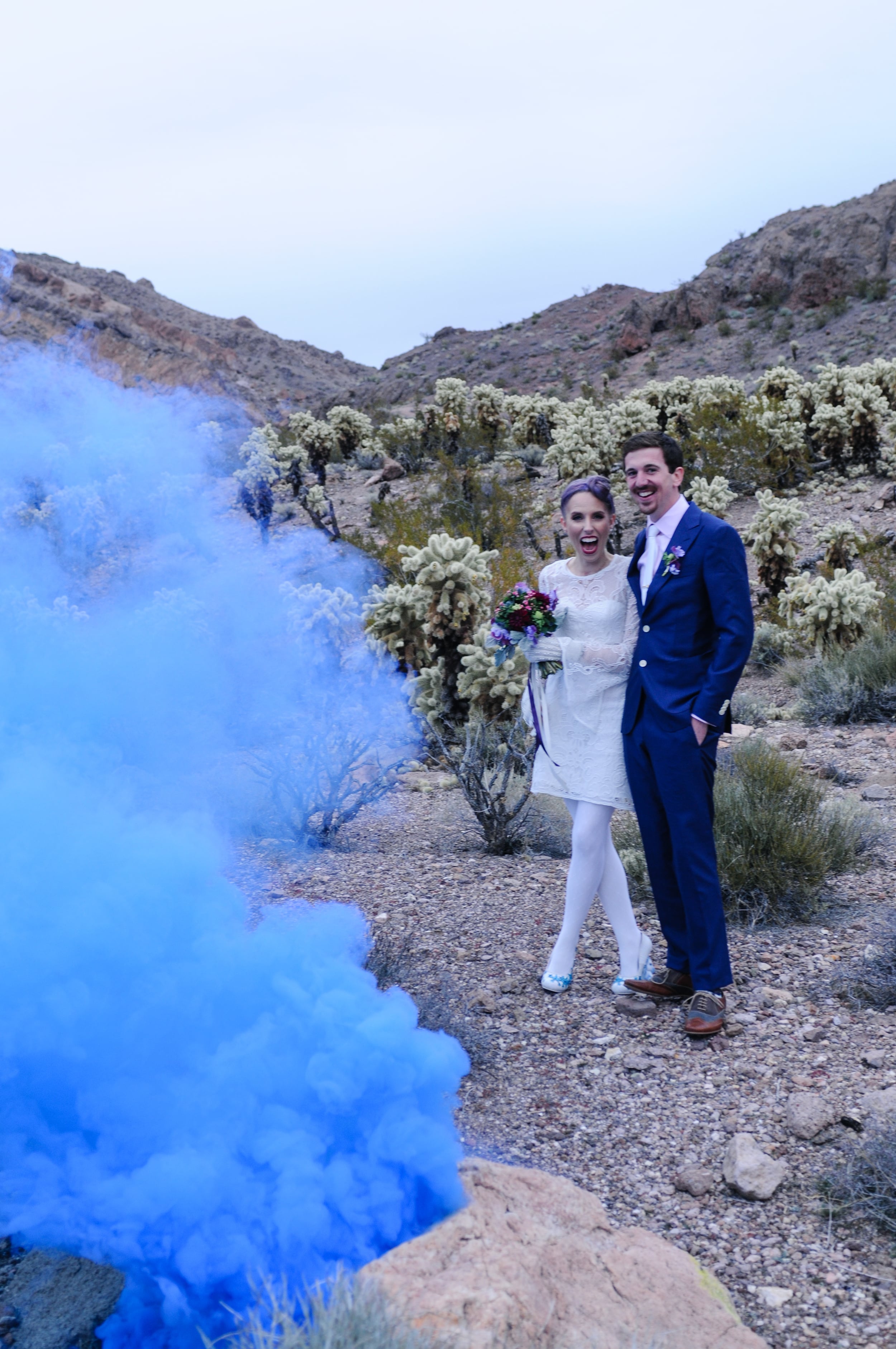 pop up wedding, flora pop wedding, elopement, las vegas elopement, desert elopement, smoke bomb wedding