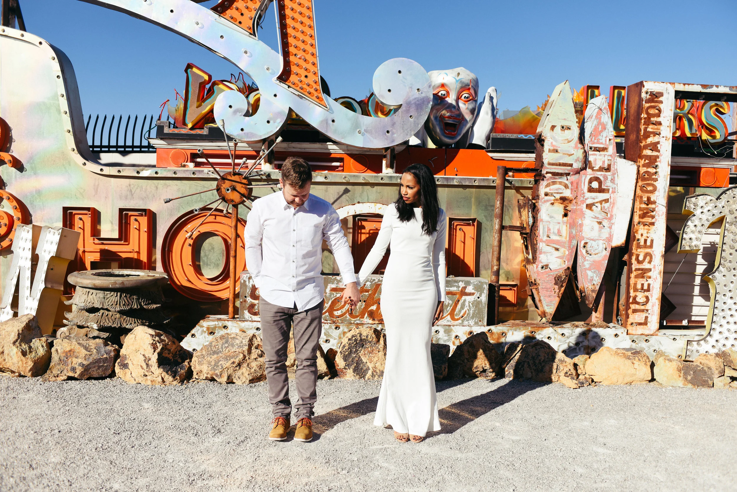 Neon Museum, Las Vegas Neon Museum, Neon Museum wedding, Vintage signs, Las Vegas Elopement, Flora Pop Elopement, Dry Lake Bed Elopement,