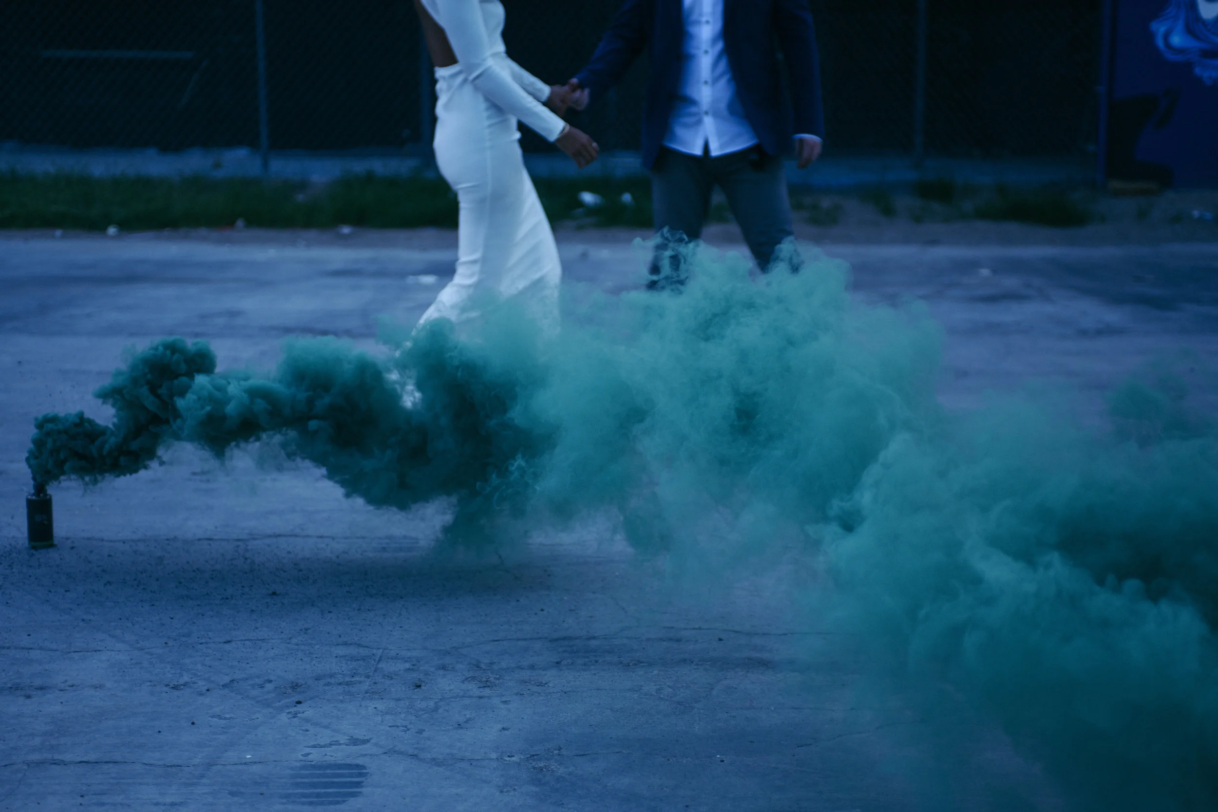 Smoke bomb, smoke bomb wedding, Neon Museum, Las Vegas Neon Museum, Neon Museum wedding, Vintage signs, Las Vegas Elopement, Flora Pop Elopement, Dry Lake Bed Elopement, 