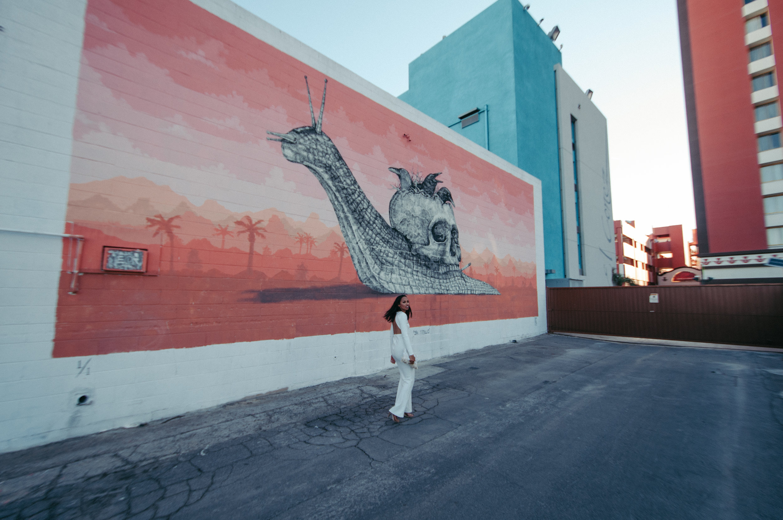 DTLV, downtown las vegas, las vegas murals, mural wedding, Neon Museum, Las Vegas Neon Museum, Neon Museum wedding, Vintage signs, Las Vegas Elopement, Flora Pop Elopement, Dry Lake Bed Elopement,