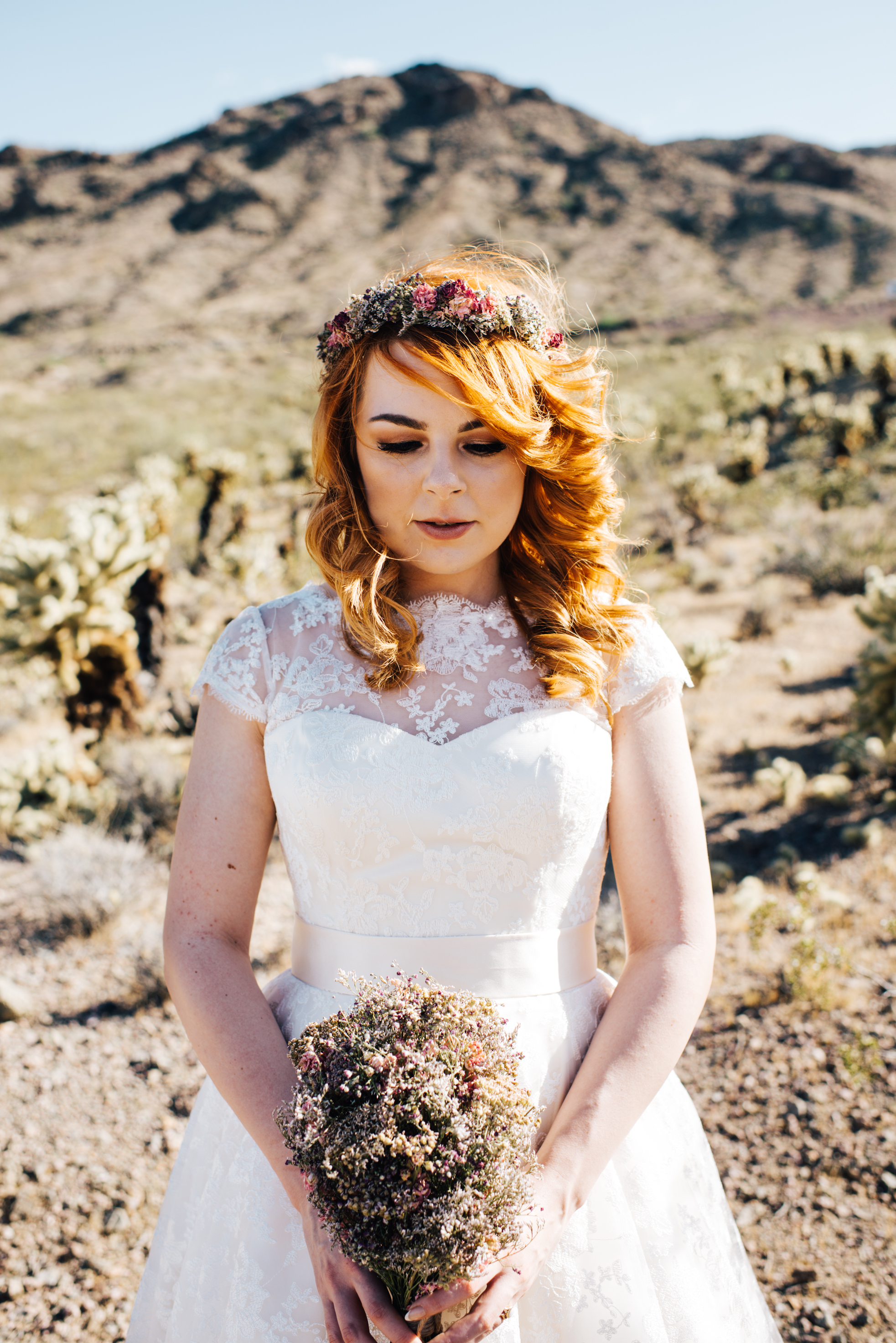 red head, ginger bride, vintage wedding, wedding las vegas, elopement las vegas, elopement, peachy keen union, red head bride, vintage bride, vintage car, tetra, yellow, desert wedding, summer wedding, las vegas, mojave desert, wedding inspiration, wed, i do, charming, las vegas elopement, elope, elopement photographer