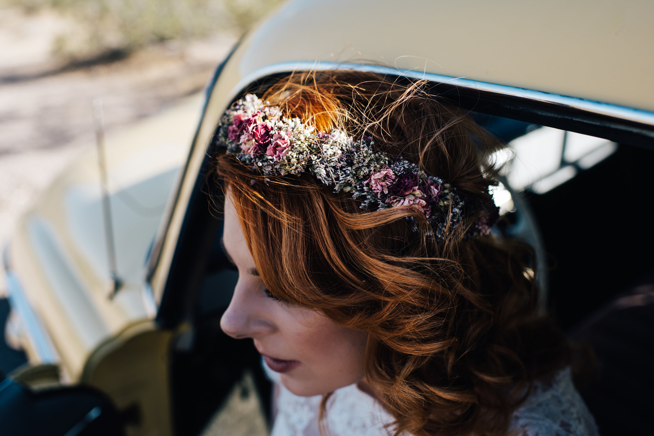 red head, ginger bride, vintage wedding, wedding las vegas, elopement las vegas, elopement, peachy keen union, red head bride, vintage bride, vintage car, tetra, yellow, desert wedding, summer wedding, las vegas, mojave desert, wedding inspiration, wed, i do, charming, las vegas elopement, elope, elopement photographer