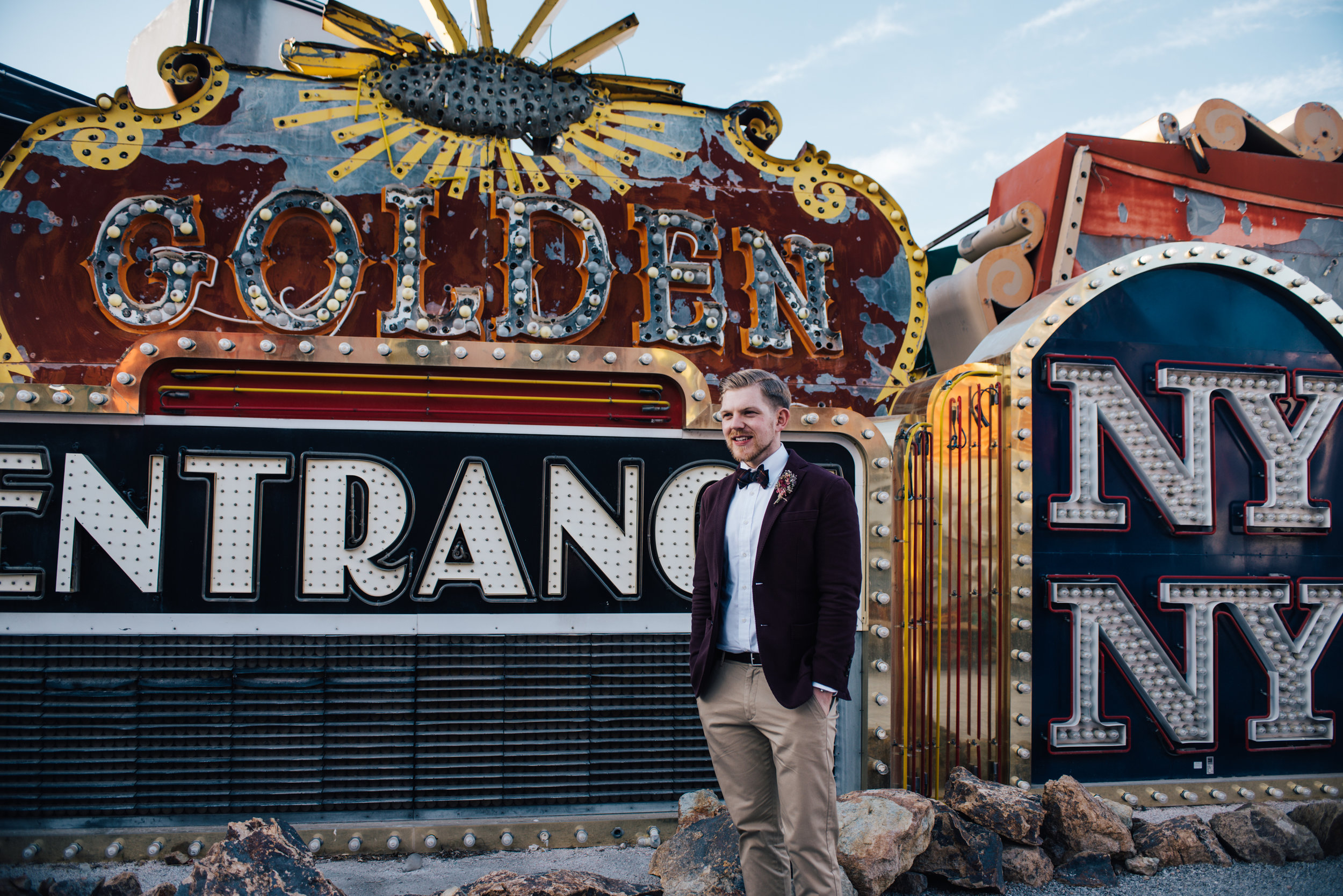 Neon museum Las vegas, Neon Signs, red head, ginger bride, vintage wedding, wedding las vegas, elopement las vegas, elopement, peachy keen union, red head bride, vintage bride, vintage car, tetra, yellow, desert wedding, summer wedding, las vegas, mojave desert, wedding inspiration, wed, i do, charming, las vegas elopement, elope, elopement photographer