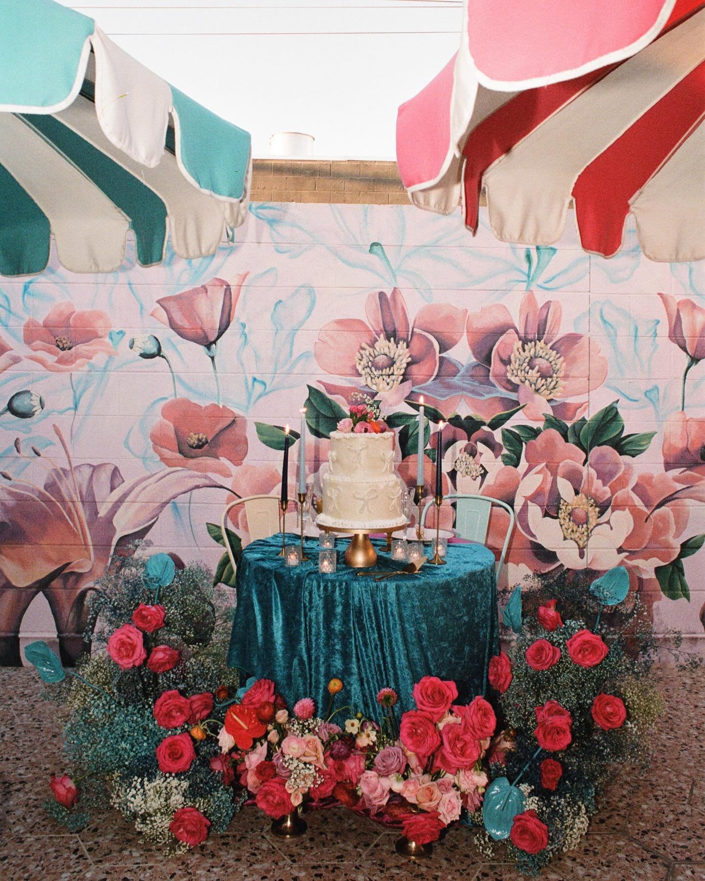 Mazel Tov!!! A ceremony and reception at @velveteenrabbitlv yes please!! These florals, yes! This cake, come on! I couldn&rsquo;t get over this one and just got scans back. Waiting for the little ones to wake up from a nap so: scan share sneak peek t