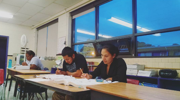 GED students working hard in class.
