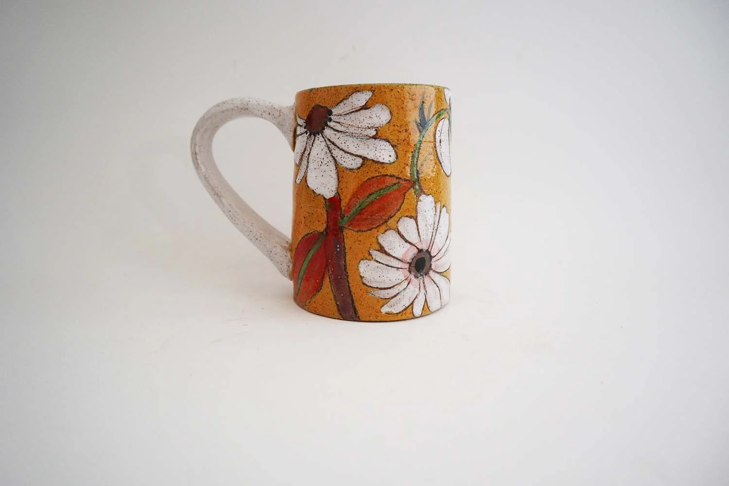 Flowers and Pigment Mug (yellow/white handle)
