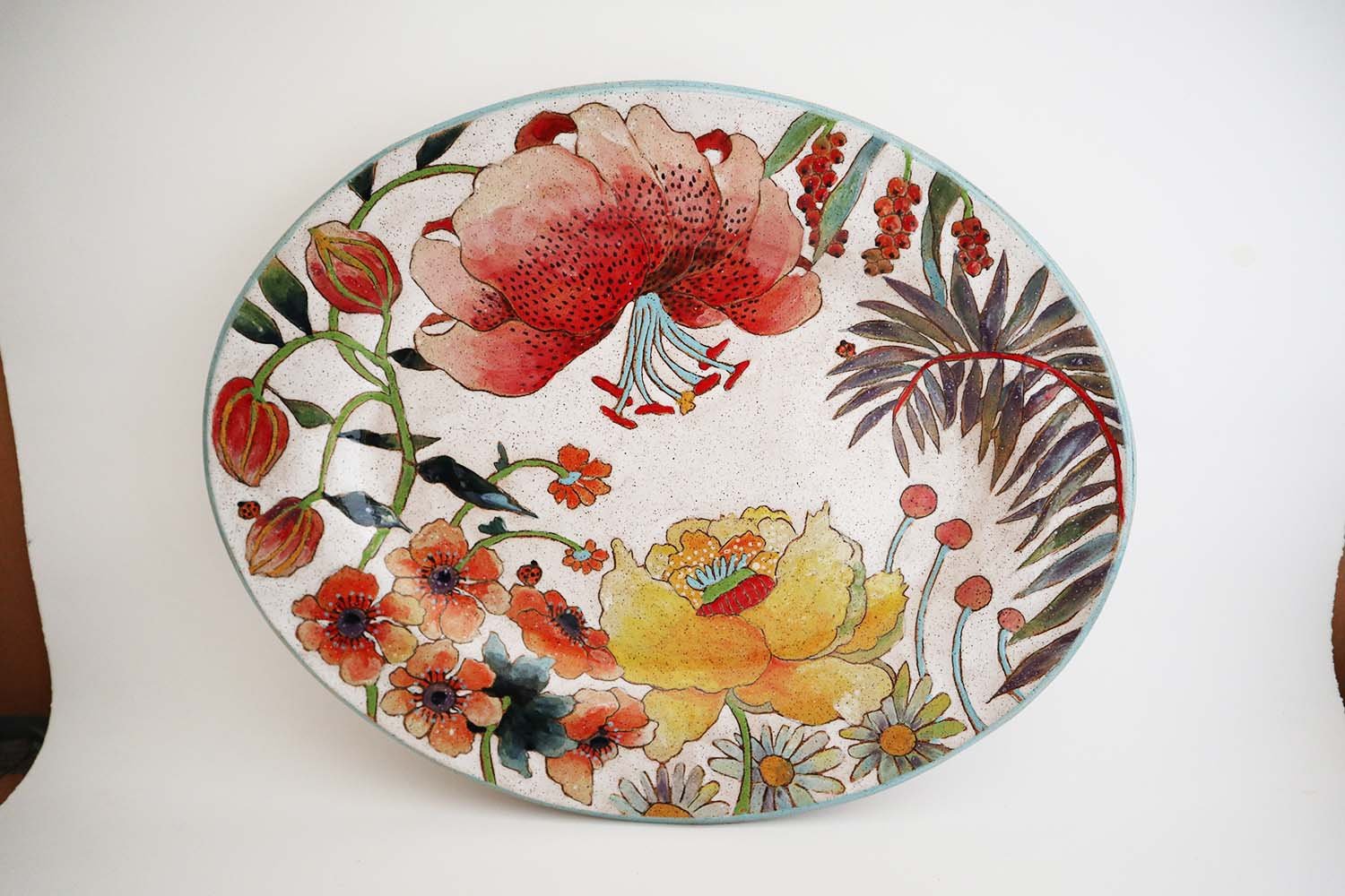 Flower and Pigment Large Oval Platter