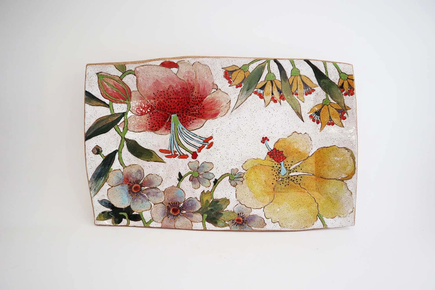 Flowers and Pigment Large Rectangle Tray